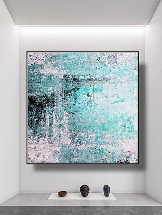 Abstract Large Painting Original Abstract Blue Color Original Canvas Large Wall Art Oil Abstract Painting Acrylic Minimalist Painting 50x50 inch