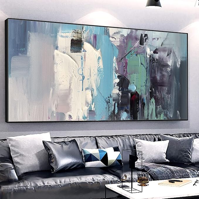 KSALPCH Wall Oil Painting Large Acrylic Art Canvas Wall Art Custom Art Canvas Art Blue Large Paintings For Living Room Contemporary Artist Artwork Painting
