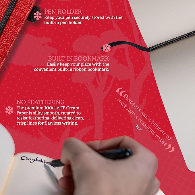 Dingbats A5 Wildlife Notebook Journal Hardcover, Cream 100gsm Ink-Proof Paper, 6.1 x 8.5 inches, 192 pages (Red Kangaroo, Plain)