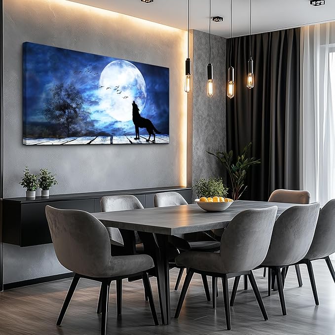 Canvas Wall Art For Bedroom Wall Decoration For Living Room Large Size Luminous Scenery Wolf Wall Decor Pictures Artwork Painting Modern Office Canvas Art Prints Room Decor Ready To For Home Decor