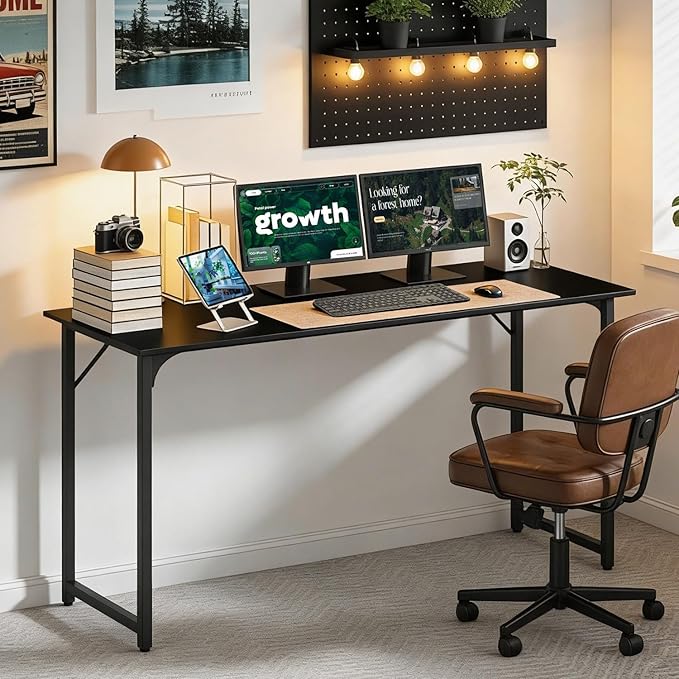 BestOffice Computer Desk,Home Office Desk, Modern Simple Style for Home Office Study Writing (Black, 55 Inch)