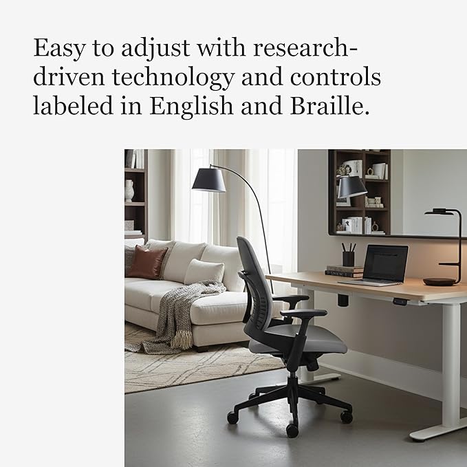 Steelcase Series 1 Office Chair - Ergonomic Work Chair with Wheels for Hard Flooring - Helps Support Productivity - Weight-Activated Controls, Back Supports & Arm Support - Easy Assembly - Graphite