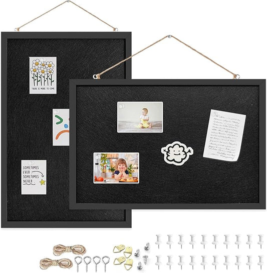 12x16 Inch (2-Pack) Cork Board for Wall Hanging with Linen, Bulletin Board with Push Pins, Mounted Memo Message Board for Home Office Decor, Dorm Room Essentials, Classroom Organization