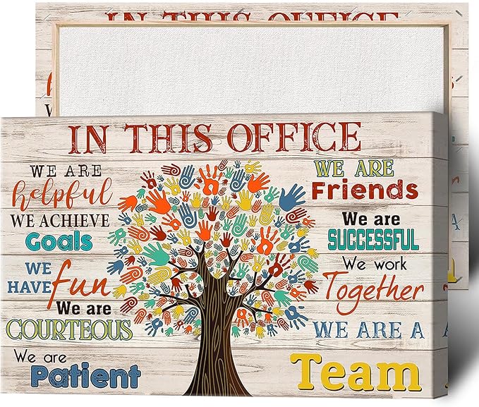 Trendy In This Office We Are A Team Inspirational Wall Art Work Positive Motivation Modern Canvas Posters Encouraging Sign Prints Painting For Office Living Room Wall Decor 8x12in Framed