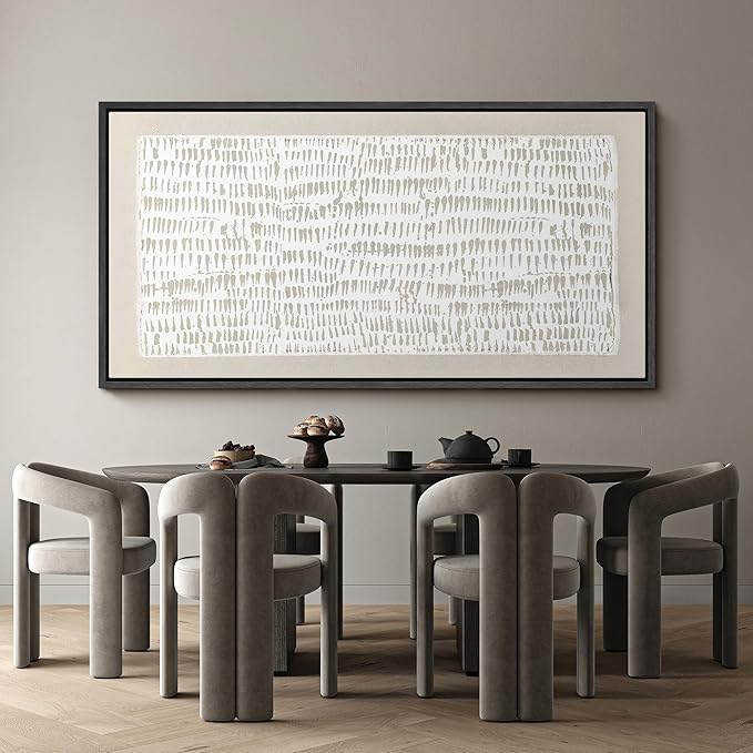 SIGNFORD Extra Large Framed Canvas Minimalist Beige Tribal Pattern Illustrations Modern Art Calm Warm for Living Room, Bedroom, Office - 60"x30"
