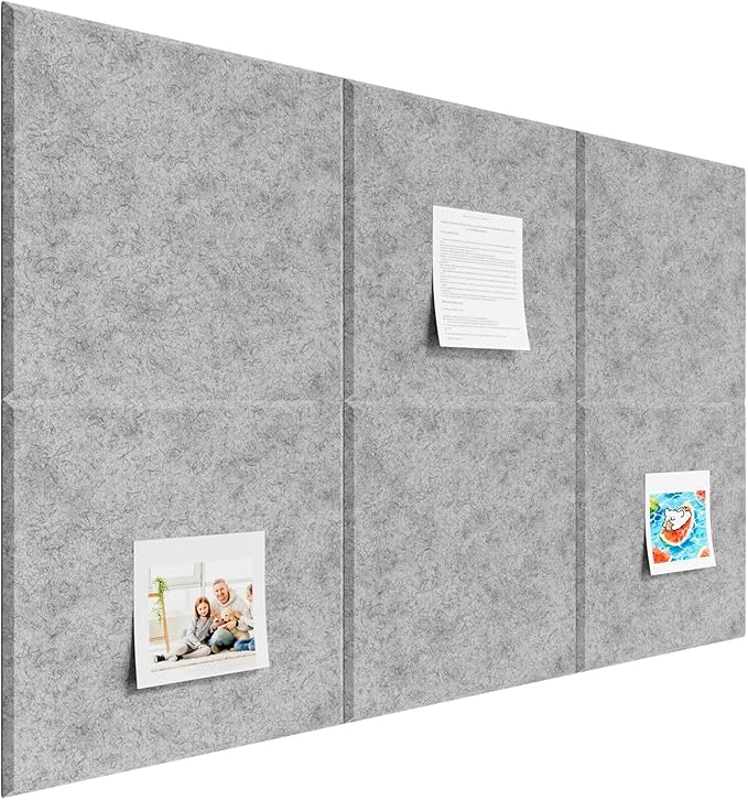 Large Cork Boards for Walls – 36" x 24" Self Adhesive Felt Wall Tiles, Ideal for Office Black Bulletin Board, Easy to Install Pin Board Photo Board