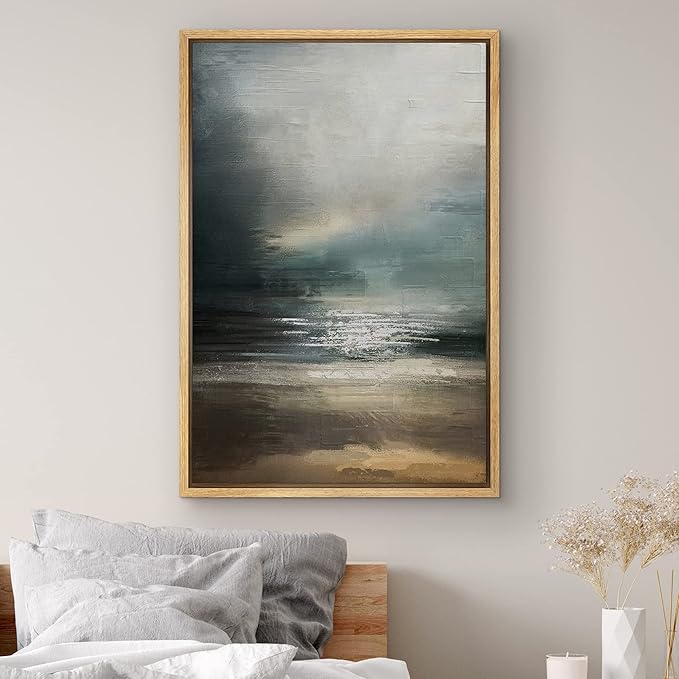 SIGNWIN Framed Canvas Wall Art Abstract Color Canvas Prints Home Artwork Decoration for Living Room,Bedroom - 16"x24" Natural