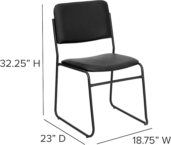 Flash Furniture 5 Pack HERCULES Series 500 lb. Capacity High Density Black Vinyl Stacking Chair with Sled Base
