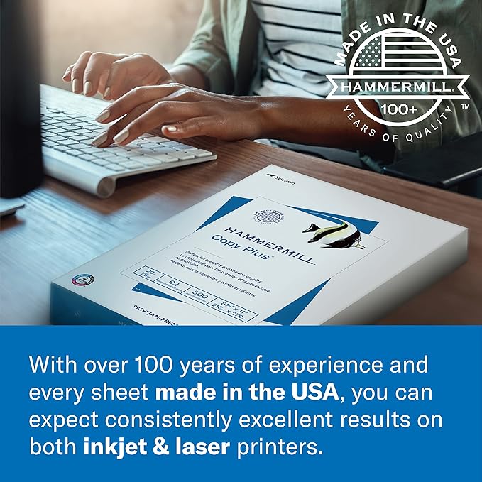 Hammermill Printer Paper, 20 lb Copy Paper, 11 x 17-5 Ream (2,500 Sheets) - 92 Bright, Made in the USA, 105023C