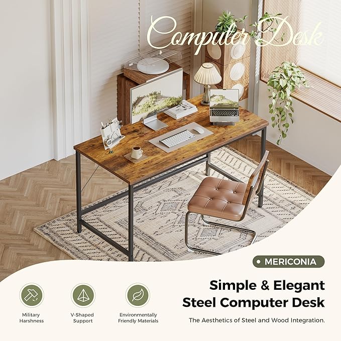 Mericonia 48 inch Computer Desk, Gaming Desk for Small Spaces, Modern Simple Style Table for Home Office, Study Student Writing Table