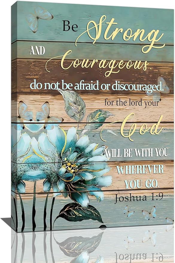 Christian Wall Art Bible Verse Floral Pictures Wall Decor Religious Scripture Flower Canvas Painting Modern Home Decoration Artwork for Bathroom Bedroom Living Room Office Framed 16"x24"