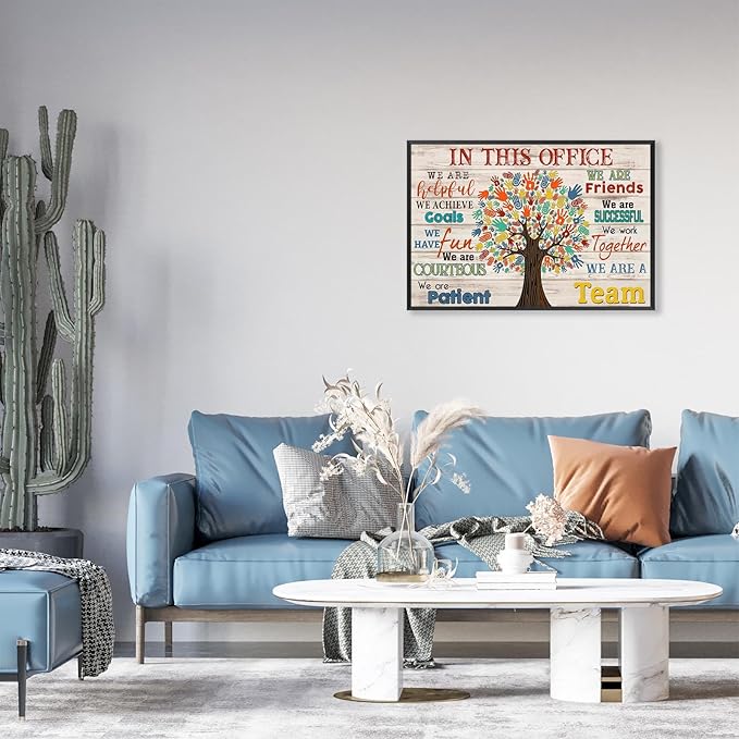 Trendy In This Office We Are A Team Inspirational Wall Art Work Positive Motivation Modern Canvas Posters Encouraging Sign Prints Painting For Office Living Room Wall Decor 12x16in Framed