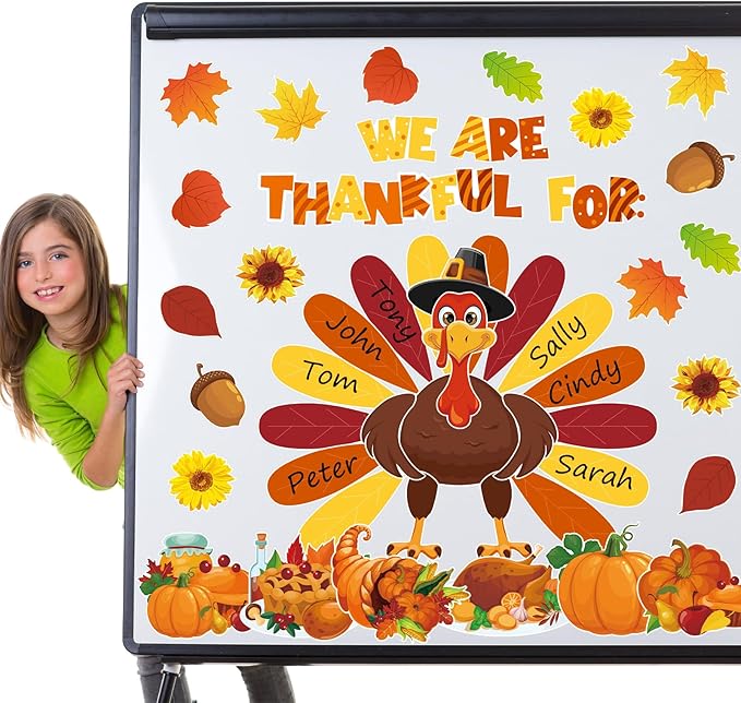 Thanksgiving Bulletin Board Decorations, Fall Classroom Decorations Set, Turkey and Fall Themed Bulletin Boards Decor for Classroom Elementary Middle High School (Turkey)