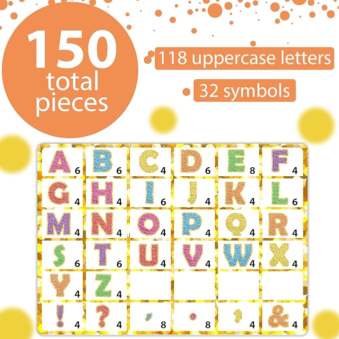 150 PCS Large 7" Font Bulletin Board Letters and Punctuation Set, Preppy Patch Classroom Alphabets Cutouts for Colorful Bulletin Board Display Home School, A Great Helper to Inspire Students' Learning
