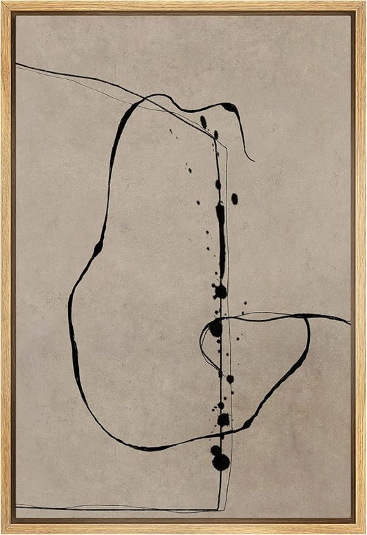 SIGNWIN Framed Canvas Print Wall Art Post-Modern Grunge Paint Strokes Abstract Shape Illustrations Minimalism Decorative Boho Multicolor Retro for Living Room, Bedroom, Office - 16"x24" Natural