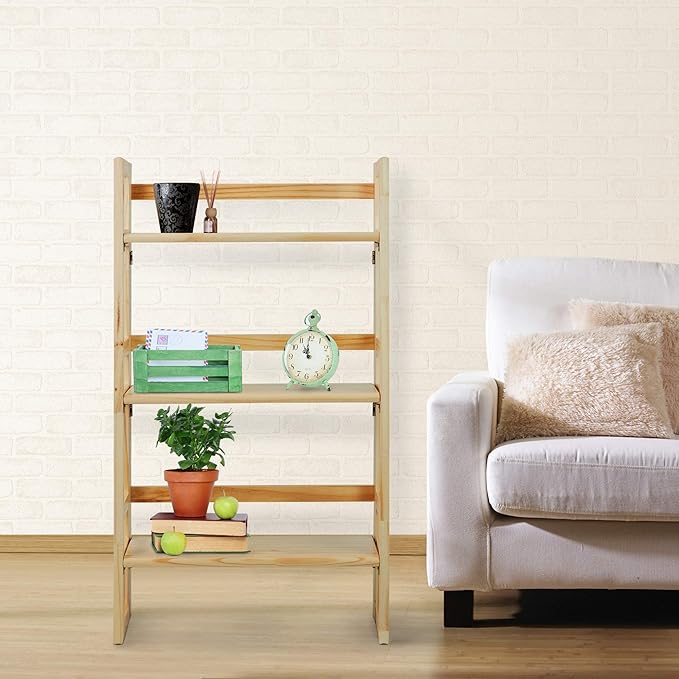 Casual Home 3-Shelf Folding Student Bookcase (20.75" Wide)-Natural