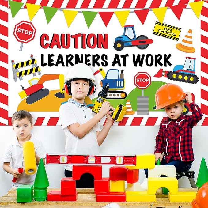 Construction Bulletin Board Set Traffic Themed Classroom Welcome Bulletin Board Decorations Workers Paper Cutouts Classroom Decorations for Back to School Office Home Chalkboard Decor Wall Door
