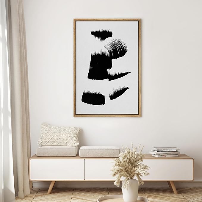 SIGNWIN Framed Canvas Wall Art Abstract Color Block Canvas Prints Home Artwork Decoration for Living Room,Bedroom - 16"x24" Natural