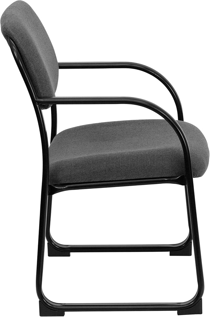Flash Furniture Richie Gray Fabric Executive Side Reception Chair with Sled Base