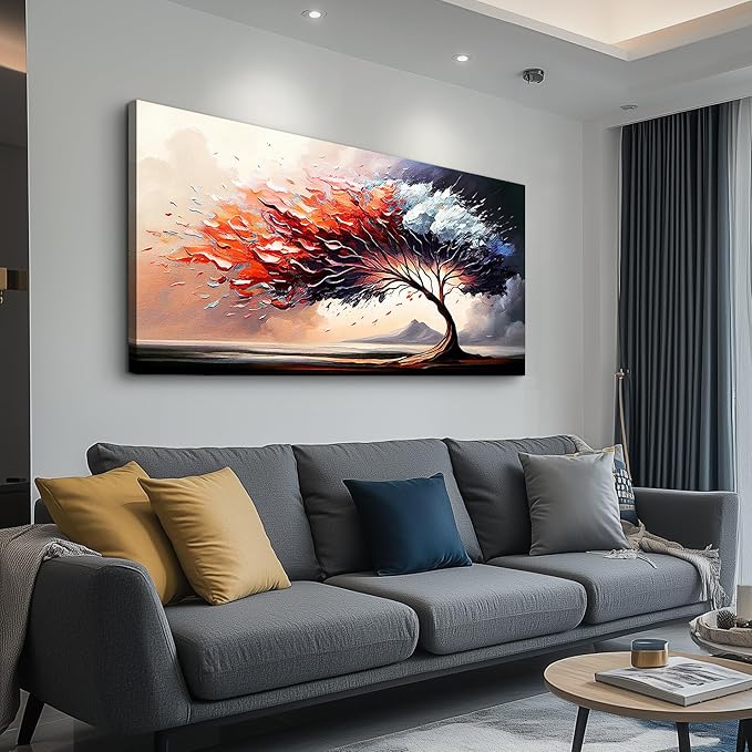 MHARTK66 Wall Decorations For Living Room Large Canvas Wall Art For Office Bedroom Decor Tree Landscape Abstract Wall Paintings Framed Prints Pictures Artwork Modern Hotel Room Home Decor 24x48 In