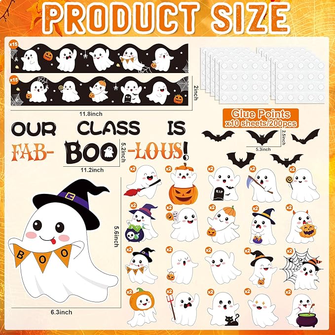 Halloween Bulletin Board Decorations, Ghost Classroom Decorations, Halloween Themed Bulletin Boards Decor for Classroom Elementary Middle High School