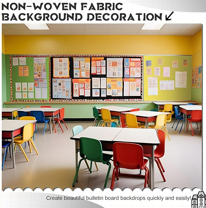 16 in x 40 Ft Fabric Bulletin Board Roll Classroom Non Woven Fabric Background Decorations Waterproof Wrinkle Resistant Bulletin Board for Back to School Wall Decor(Black,Pure)