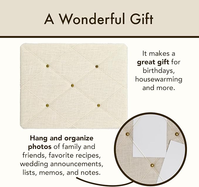 White Burlap Covered with Criss-Cross Twine Bulletin Picture & Memo Board, 19.75 x 15.75