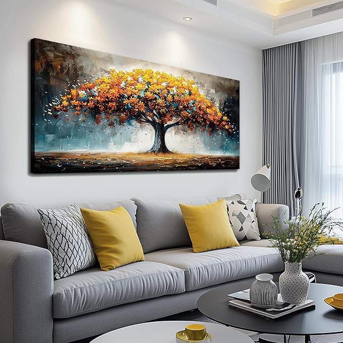 KELIYUAN Large Wall Art For Living Room Canvas Wall Decor For Bedroom Office Restaurant Mural Abstract Tree Landscape Wall Pictures prints Artwork Ready To Hang Modern Aesthetic Home Decor 24x48In