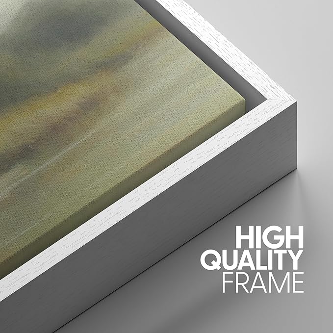 SIGNWIN Framed Wall Art Print Set Misty River Landscape Soft Neutral Nature Scene Photography Modern Art Closeup Relax/Calm Dark for Living Room, Bedroom, Office - 16"x24"x3 White