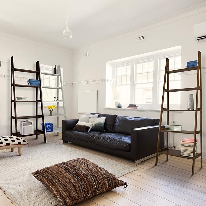 Casual Home 100% Solid Wood 5-Shelf Ladder Bookcase, Standard, 72"H, Espresso