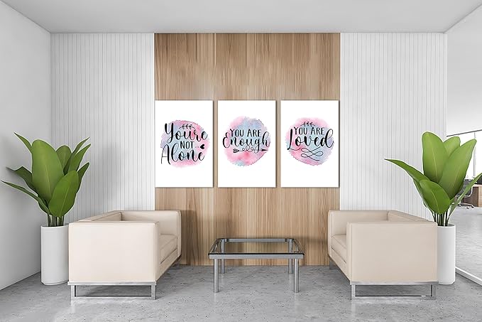 3 Piece Mental Health Canvas Wall Art, Anxiety Therapy Motivational Poster Canvas Print Pictures for Wall, Psychologist Counselor Inspirational Posters Framed Artwork for Classroom 20"x30" x 3 Pcs