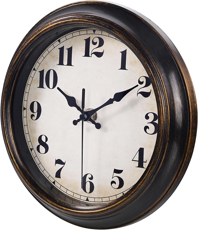 Vintage Wall Clock 8 Inch Retro Silent Small Wall Clocks Battery Operated for Kitchen Bathroom Bedroom Home Decor (Bronze)