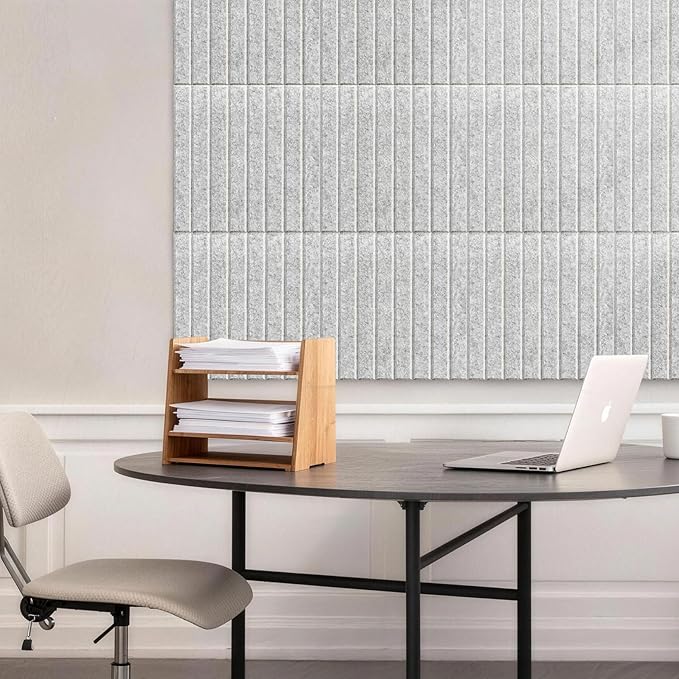 MISSDAY Green Acoustic Wall Panel Large Felt Bulletin Board 48" x 36" Cork Board for Wall, 12-Pack Boards with 72 Adhesive Tabs, 50 Pins, Pin Board for Home Office Classroom Soundproof Wall Tile