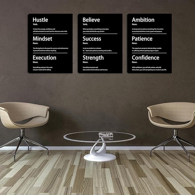 Halioyo Motivational Wall Decor, 16 x 24 Inch Inspirational Canvas Wall Art, Positive Quotes Office Painting Posters for Office Dorm Living Room Bedroom Home - 3pcs