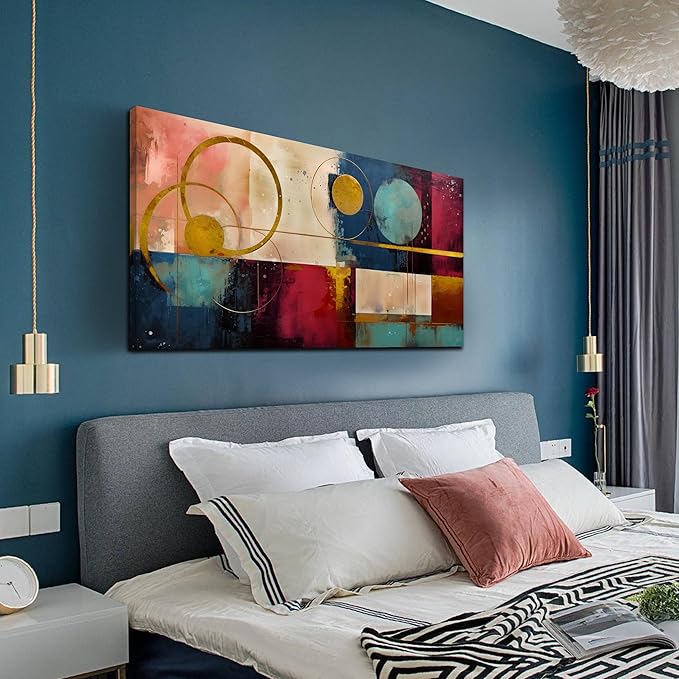Abstract Canvas Wall Art Modern Living Room Bedroom Home Office Wall Decor Dark Color Abstract Picture Large Framed Canvas Prints Ready to Hang Size 24x48