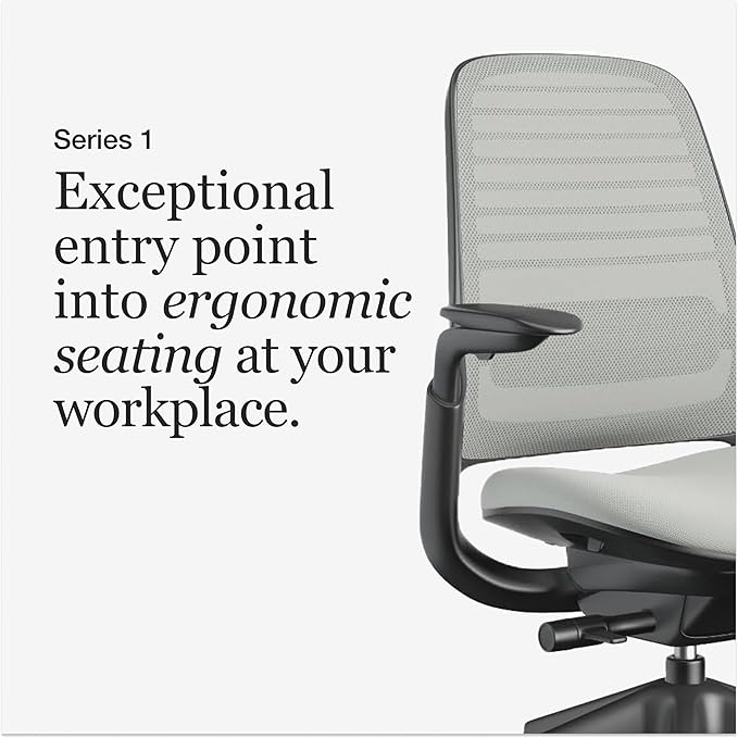 Steelcase Series 1 Office Chair - Ergonomic Work Chair with Wheels for Carpet - Helps Support Productivity - Weight-Activated Controls, Back & Arm Support - Easy Assembly - Nickel
