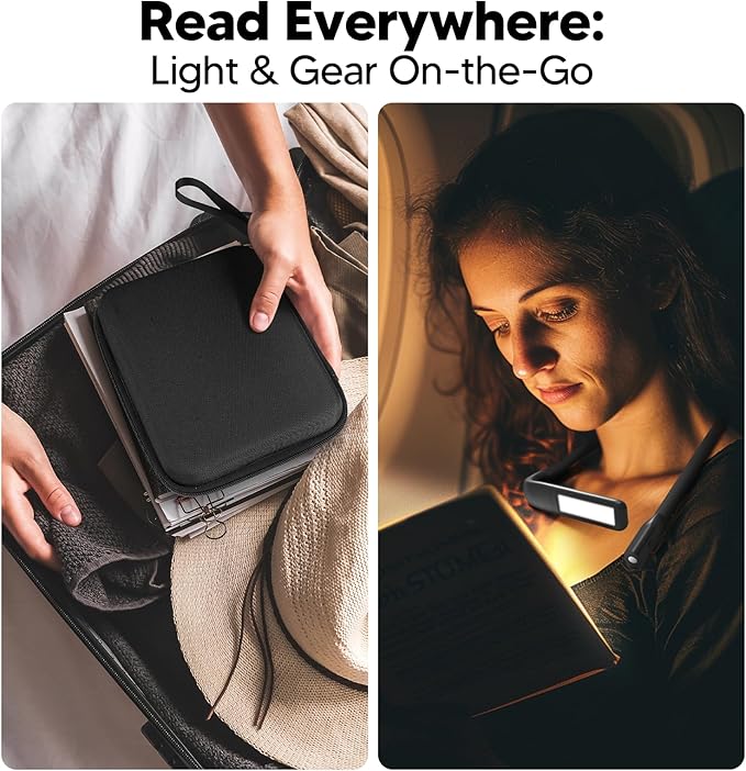 Neck Reading Light with Storage Case:10-80Hrs Eye-Friendly Rechargeable Book Lamp, Knitting Crochet Accessories Sewing Craft Light, Mothers Day Gifts for Mom Wife Book Lovers Readers Knitters Crafters
