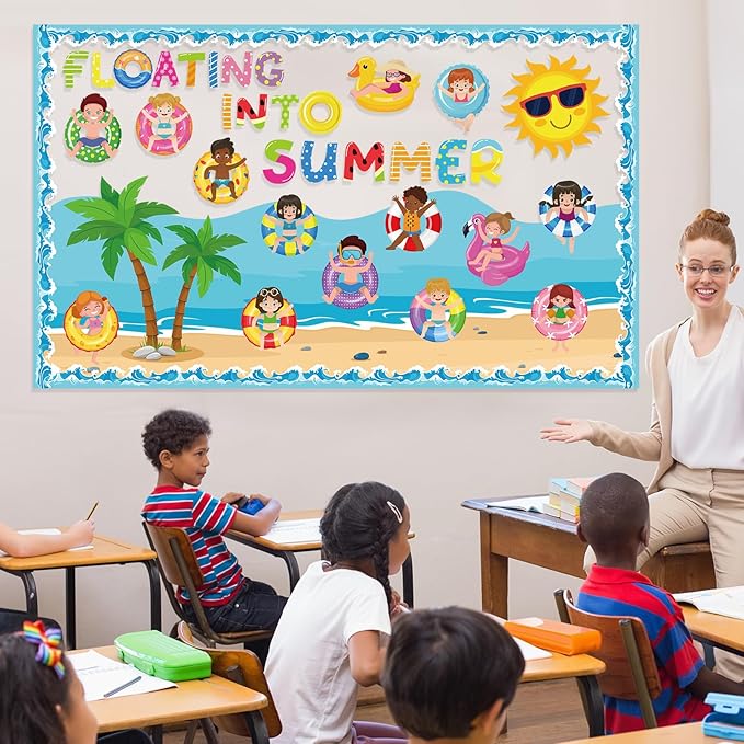 Pajean Summer Bulletin Board Set Summer Classroom Decoration Paper Cutout for Back to School Class Window Wall Home Party Decor(Float)