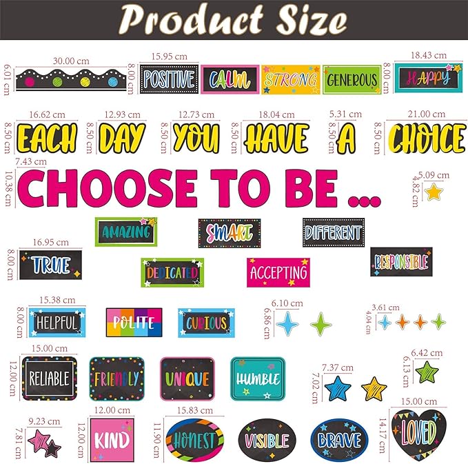 Motivational Bulletin Board Set Colorful Inspirational Decoration for Classroom Motivational Posters Choose to Be Positive Accent Cutouts Colorful Bulletin Boards for Teachers School Wall Supplies