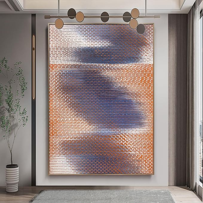 BrightA Blue and Orange Large Modern Wall Art Big Wall Art Large Wall Decor for Living Room Bedroom Hallway Living Room Wall Decor 55.1"x78.7"