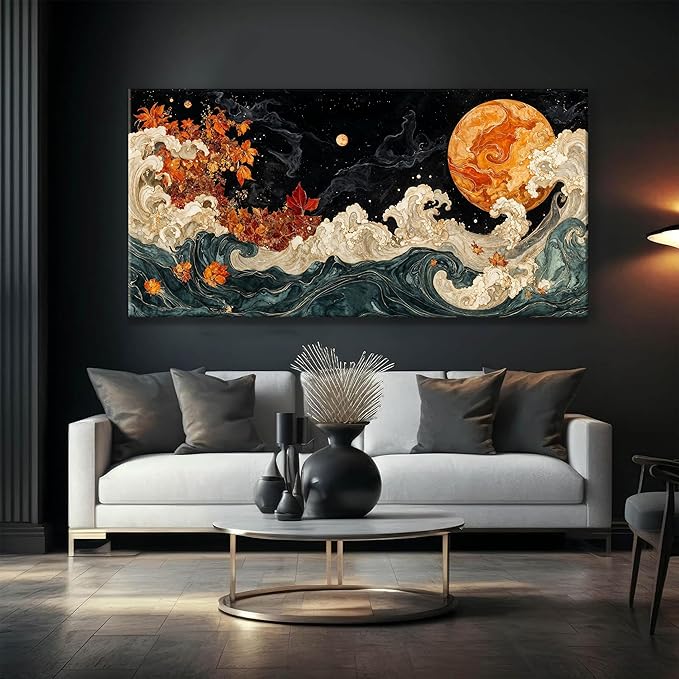 Large Wall Art For Living Room Boho Abstract Modern Wall Artwork Prints Colorful Canvas Art Wall Decor Painting Pictures Abstract Black Wall Decor For Home Bedroom Office Ready To Hang 29" × 58"