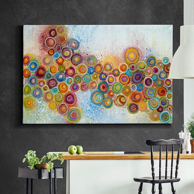 Landscape Wall Art Premium Gallery Wrapped Canvas Abstract Ocean Forest Modern Artwork Decoration for Living Room Kitchen Bathroom Office, Ready to Hang