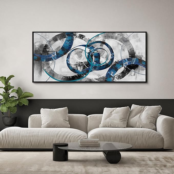 XLSJERST Extra Large Blue Abstract Canvas Wall Art - Modern Art Wall Decor for Living Room, Bedroom, Office