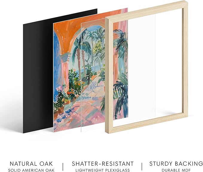 HAUS AND HUES Floral Art Wall Decor - Wildflowers Wall Art for Living Room, Floral Artwork for Bedroom Walls, Flower Painting for College Girls Dorm Room (City Scenery 3, Beige Frame, 16x20)