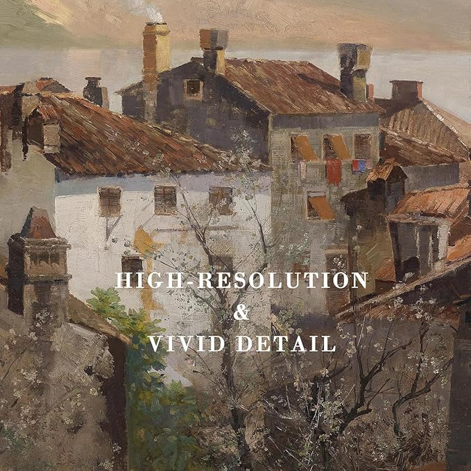 Kizbok Vintage Wall Art - Retro Rustic European Cityscape Canvas Oil Painting for Vintage Room Decor, Cozy Bedroom & Bathroom Decor (8" x 10" - UNFRAMED)