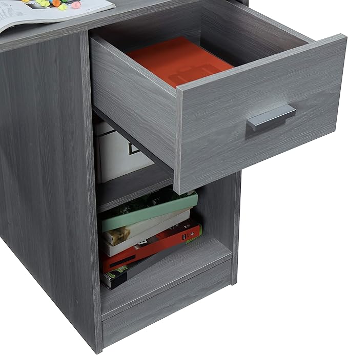 Techni Mobili Modern Office Hutch Writing Desk, Grey