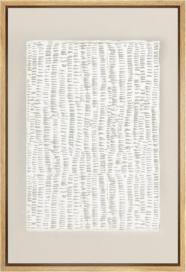 IDEA4WALL Framed Canvas Print Wall Art White Tan Grunge Distressed Line Art Square Abstract Shapes Illustrations Modern Art Contemporary Relax/Calm for Living Room, Bedroom, Office - 16"x24" Natural