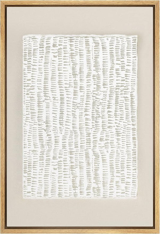 IDEA4WALL Framed Canvas Print Wall Art White Tan Grunge Distressed Line Art Square Abstract Shapes Illustrations Modern Art Contemporary Relax/Calm for Living Room, Bedroom, Office - 24"x36" Natural