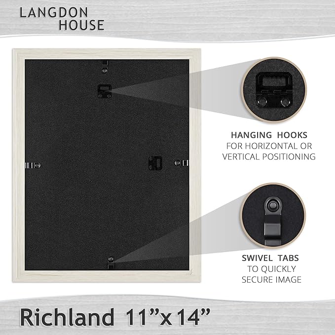 Langdon House 11x14 Almond White Collage Picture Frame w/Mat for 5-4x6 Photos, Woodgrain Style, Wall Mount Only, Richland Collection