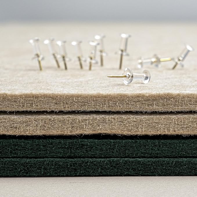 Large Bulletin Board - 48 x 36 Inches, Decorative Felt Pin Board for Wall - 4' x 3' Foldable Photo Display Board with Self-Adhesive Tape, Includes 20 Push Pins - Dark Green